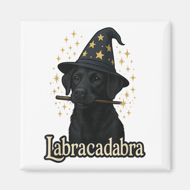 Labracadabra Funny Black Lab Dog Assistent Hallowe Magnet (Vorne)