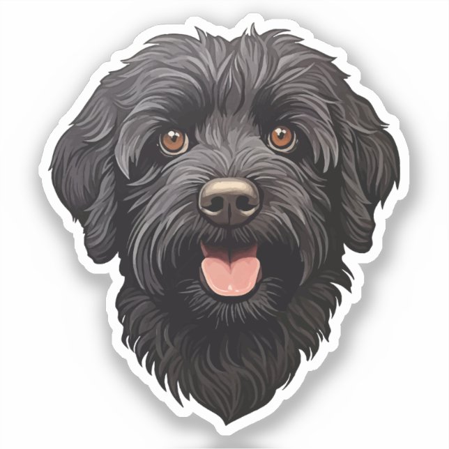 Labradoodle Black Dog Aufkleber (Vorderseite)