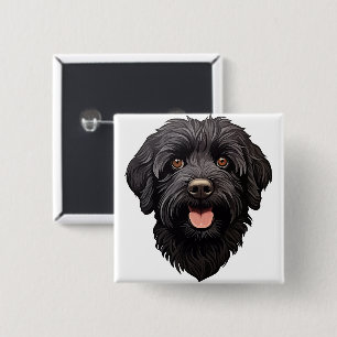 Labradoodle Black Dog Button