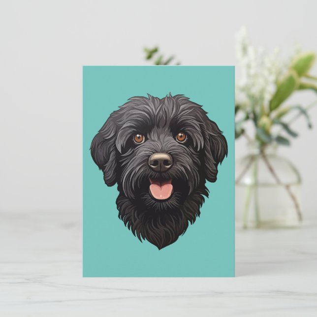 Labradoodle Black Dog Dankeskarte (Stehend Vorderseite)
