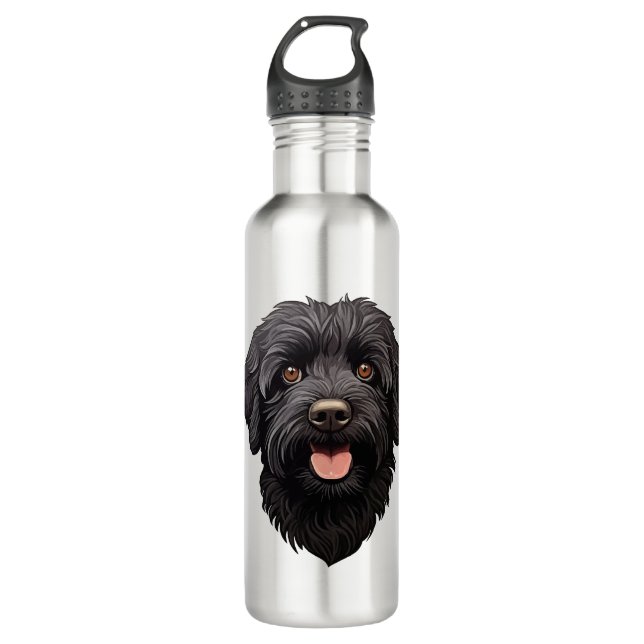 Labradoodle Black Dog Edelstahlflasche (Vorderseite)