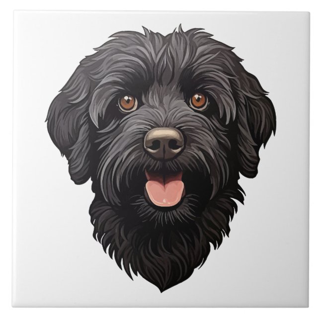 Labradoodle Black Dog Fliese (Vorderseite)