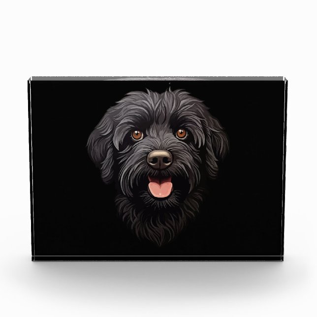 Labradoodle Black Dog Fotoblock (Vorderseite)