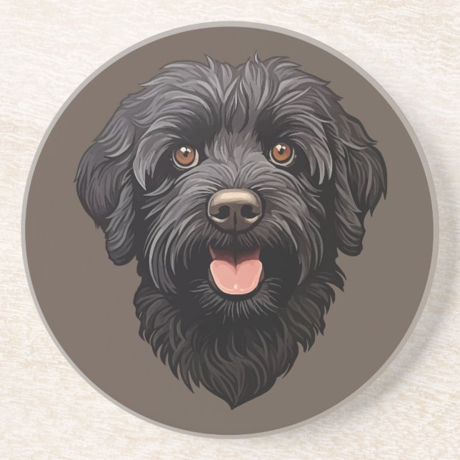 Labradoodle Black Dog Getränkeuntersetzer (Vorne)