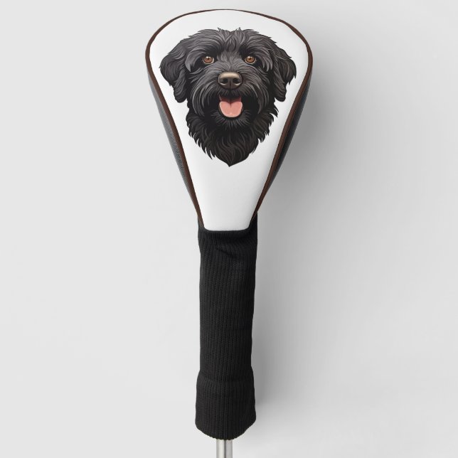 Labradoodle Black Dog Golf Headcover (Vorderseite)