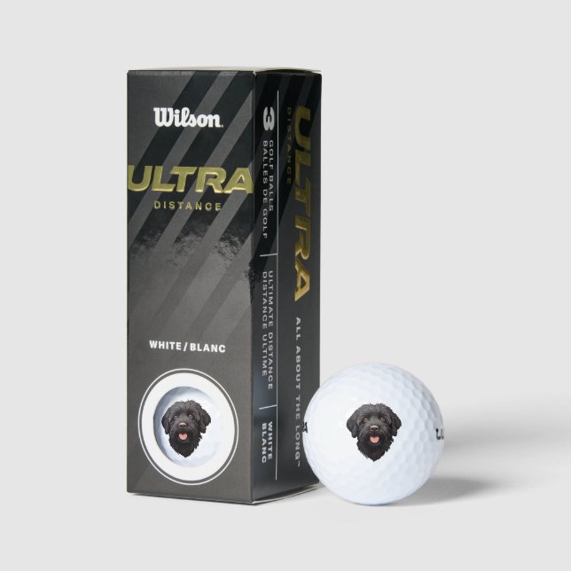 Labradoodle Black Dog Golfball (Verpackungen)