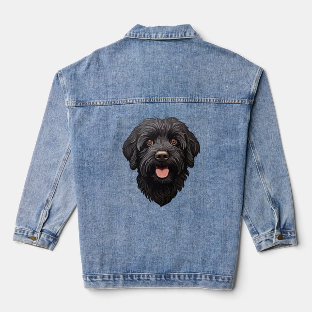 Labradoodle Black Dog Jeansjacke (Rückseite)