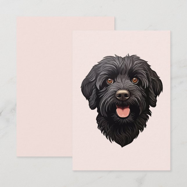 Labradoodle Black Dog Karte (Vorne/Hinten)