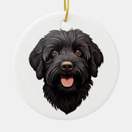 Labradoodle Black Dog Keramik Ornament