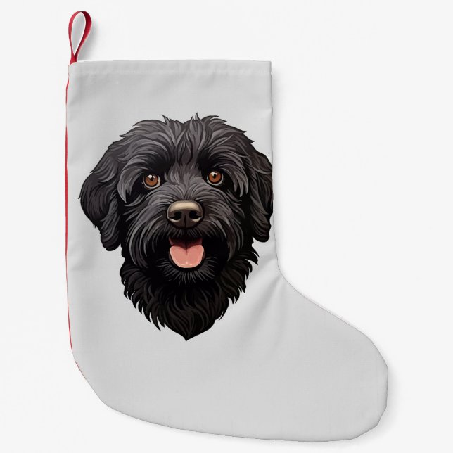 Labradoodle Black Dog Kleiner Weihnachtsstrumpf (Vorderseite)