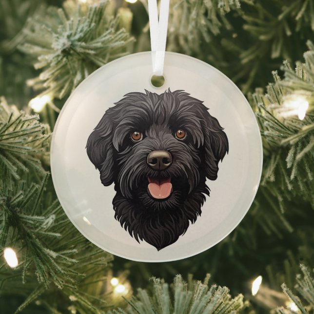 Labradoodle Black Dog Ornament Aus Glas (InSitu)