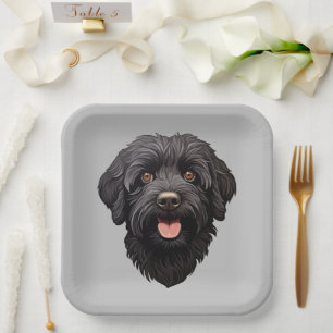 Labradoodle Black Dog Pappteller