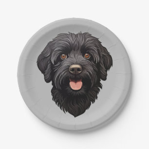 Labradoodle Black Dog Pappteller