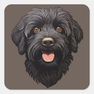 Labradoodle Black Dog Quadratischer Aufkleber