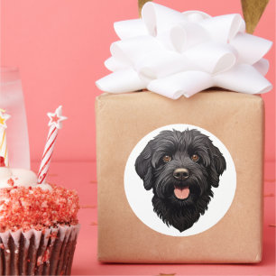 Labradoodle Black Dog Runder Aufkleber