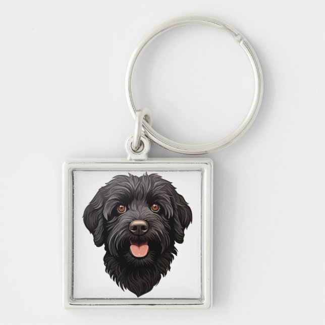 Labradoodle Black Dog Schlüsselanhänger (Vorne)