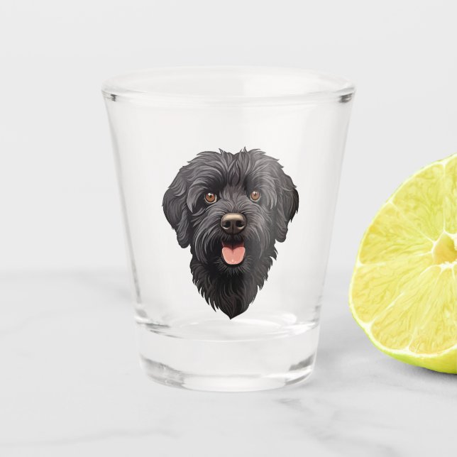 Labradoodle Black Dog Schnapsglas (Vorderseite)