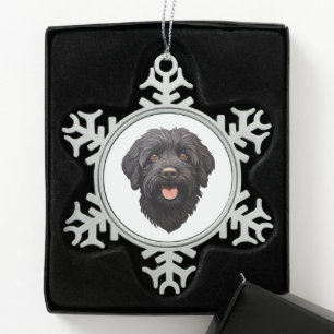 Labradoodle Black Dog Schneeflocken Zinn-Ornament