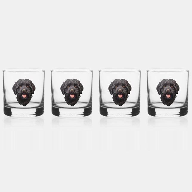 Labradoodle Black Dog Whiskyglas (Vorderseite)