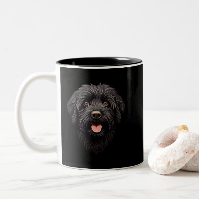 Labradoodle Black Dog Zweifarbige Tasse (Mit Donut)