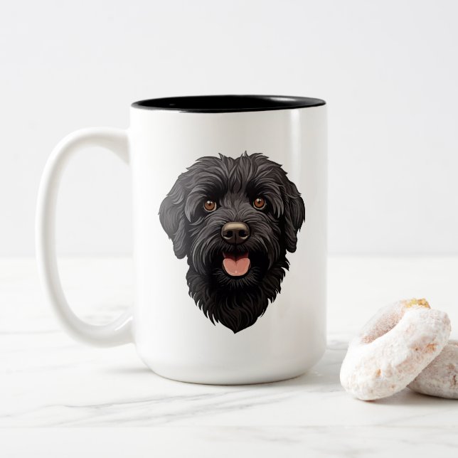 Labradoodle Black Dog Zweifarbige Tasse (Mit Donut)