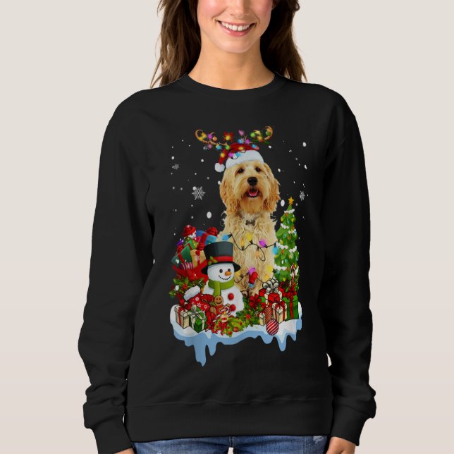 Labradoodle Christmas Reindeer Christmas Lights Pa Sweatshirt (Vorderseite)