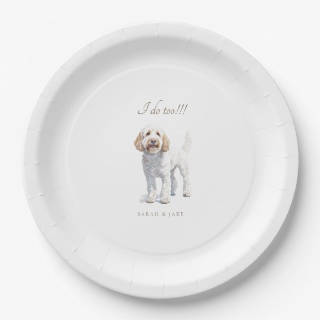 Labradoodle Custom Pet Wedding Pappteller (Vorderseite)