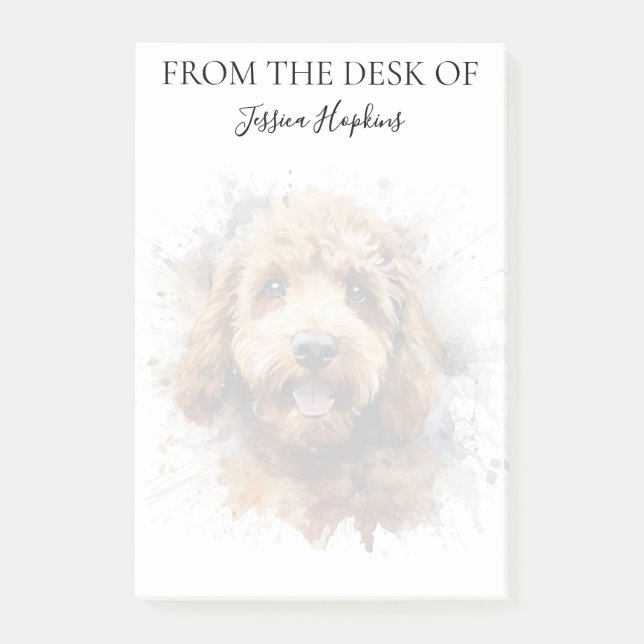 Labradoodle-Fan-monogrammierter Hund Post-it Klebezettel (Vorderseite)