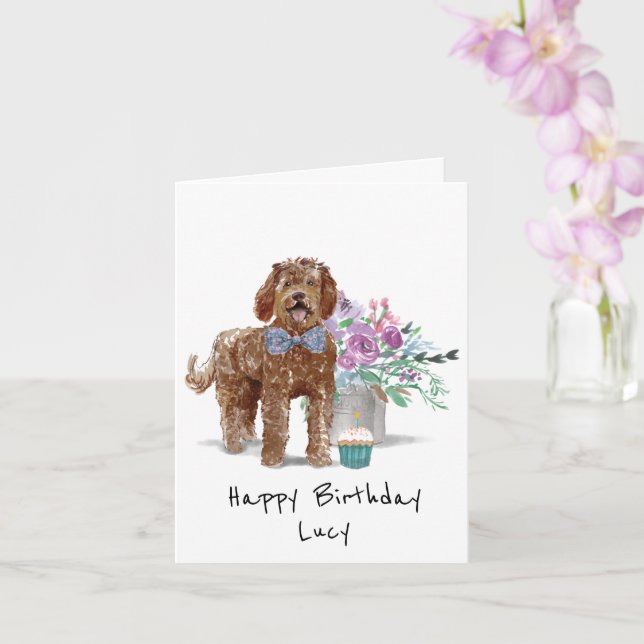 Labradoodle Geburtstagskarte Personalisiert Karte (Orchidee)