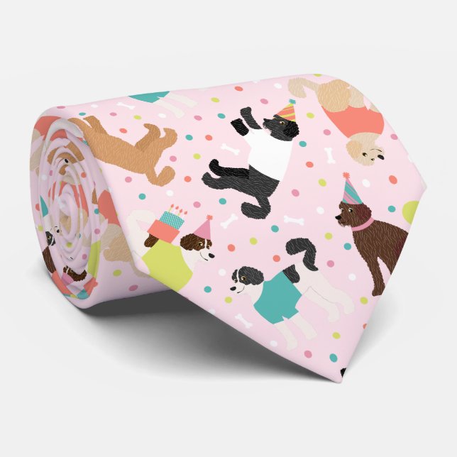 Labradoodle / Goldendoodle Geburtstagsparty Krawatte (Gerollt)