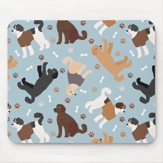 Labradoodle/Goldendoodle Knochen und Paare Mousepad (Vorne)