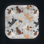 Labradoodle/Goldendoodle Knochen und Paare Pappteller<br><div class="desc">Niedliche Labradoodle / Goldendoodle Hunde sitzen und stehen und rollen mit Creme,  Aprikose,  Schokolade,  Schwarz- und Parti-Mäntel mit verstreuten Hundeknochen und Pappprints Muster.</div>