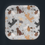 Labradoodle/Goldendoodle Knochen und Paare Pappteller<br><div class="desc">Niedliche Labradoodle / Goldendoodle Hunde sitzen und stehen und rollen mit Creme,  Aprikose,  Schokolade,  Schwarz- und Parti-Mäntel mit verstreuten Hundeknochen und Pappprints Muster.</div>