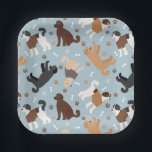 Labradoodle/Goldendoodle Knochen und Paare Pappteller<br><div class="desc">Niedliche Labradoodle / Goldendoodle Hunde sitzen und stehen und rollen mit Creme,  Aprikose,  Schokolade,  Schwarz- und Parti-Mäntel mit verstreuten Hundeknochen und Pappprints Muster.</div>