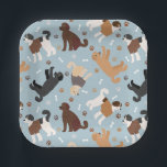 Labradoodle/Goldendoodle Knochen und Paare Pappteller<br><div class="desc">Niedliche Labradoodle / Goldendoodle Hunde sitzen und stehen und rollen mit Creme,  Aprikose,  Schokolade,  Schwarz- und Parti-Mäntel mit verstreuten Hundeknochen und Pappprints Muster.</div>