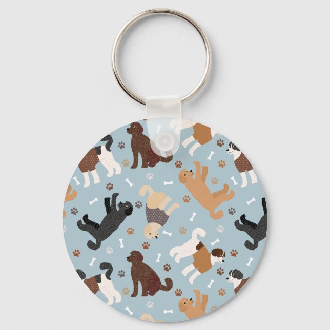 Labradoodle/Goldendoodle Knochen und Paare Schlüsselanhänger (Vorderseite)