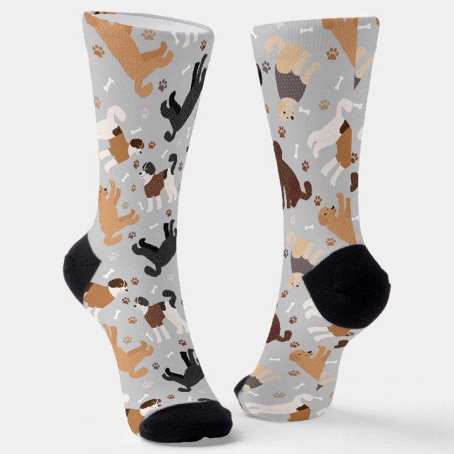 Labradoodle/Goldendoodle Knochen und Paws Socken (Gewinkelt)