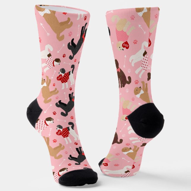 Labradoodle / Goldendoodle Valentine Muster Socken (Gewinkelt)
