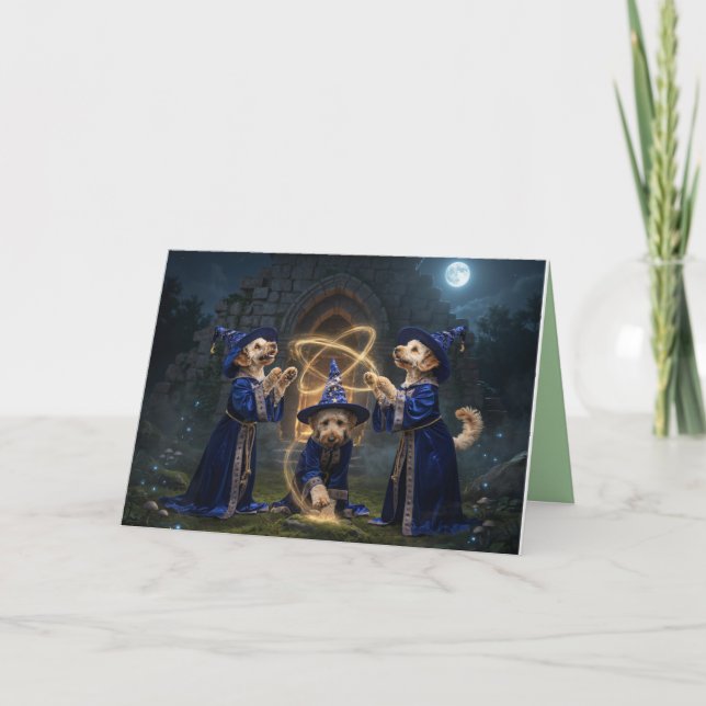 Labradoodle-Hexe Halloween-Karte Feiertagskarte (Vorderseite)