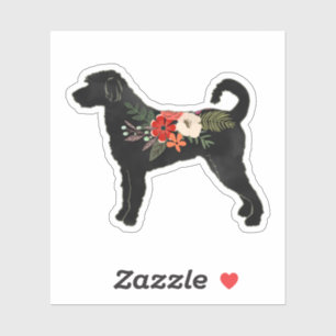 Labradoodle Hund Breed Boho Floral Silhouette Aufkleber