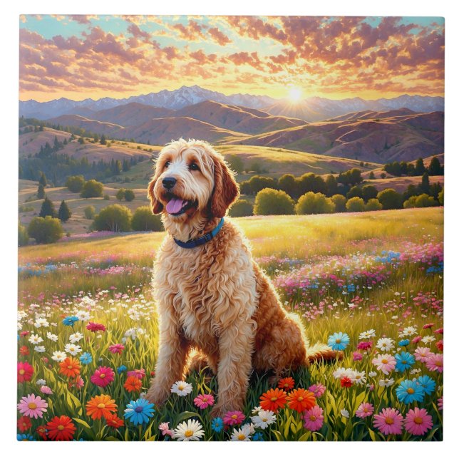 Labradoodle-Hund Fliese (Vorderseite)