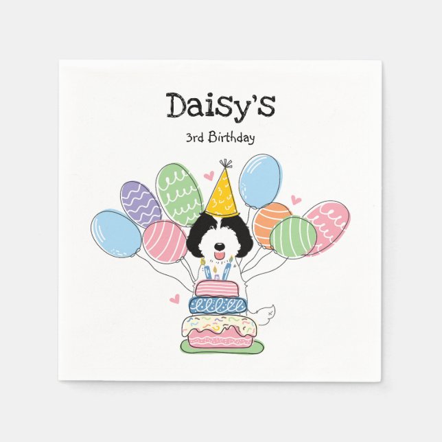 Labradoodle Hund Geburtstagsparty Papier Napkins Serviette (Vorderseite)