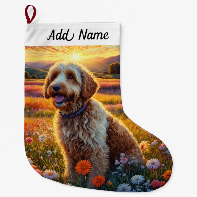 Labradoodle Hund Großer Weihnachtsstrumpf (Vorderseite)