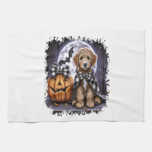 Labradoodle-Hund Halloween-Platz Geschirrtuch