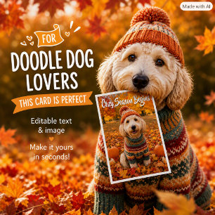 Labradoodle Hund Herbstblätter Gemütlicher Herbstg Karte