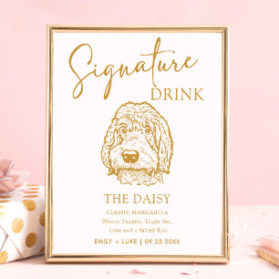 Labradoodle Hund Hochzeit Signature Drink Zeichen Poster