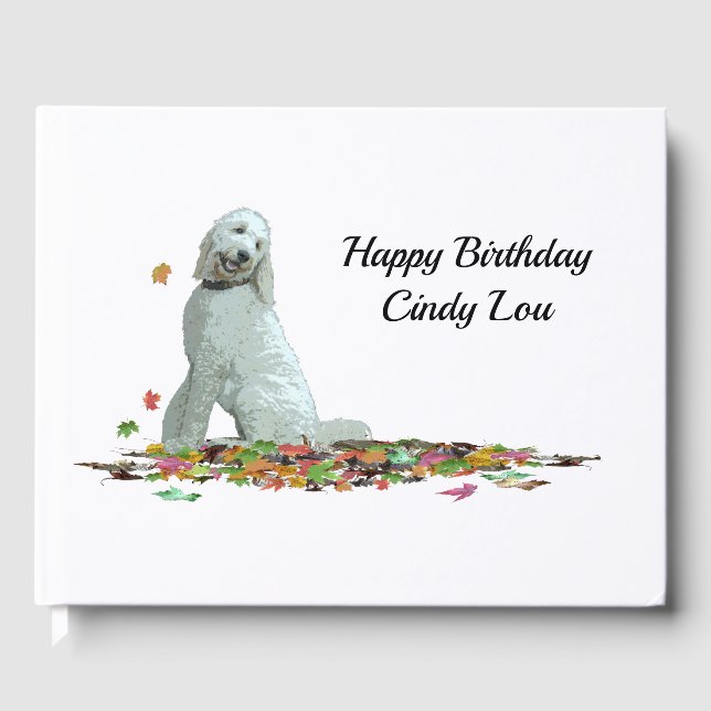 Labradoodle Hund in Blätter Gästebuch (Vorderseite)
