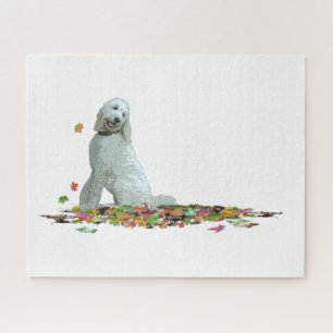 Labradoodle Hund in Blätter Jigsaw Puzzle