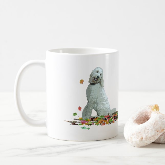 Labradoodle Hund in Blätter Kaffee Tasse (Mit Donut)