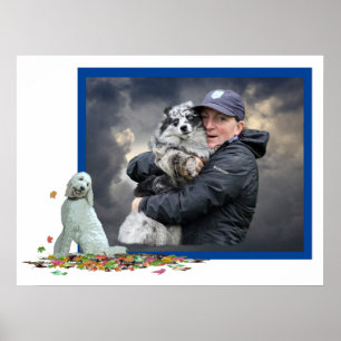 Labradoodle Hund in Blätter Poster